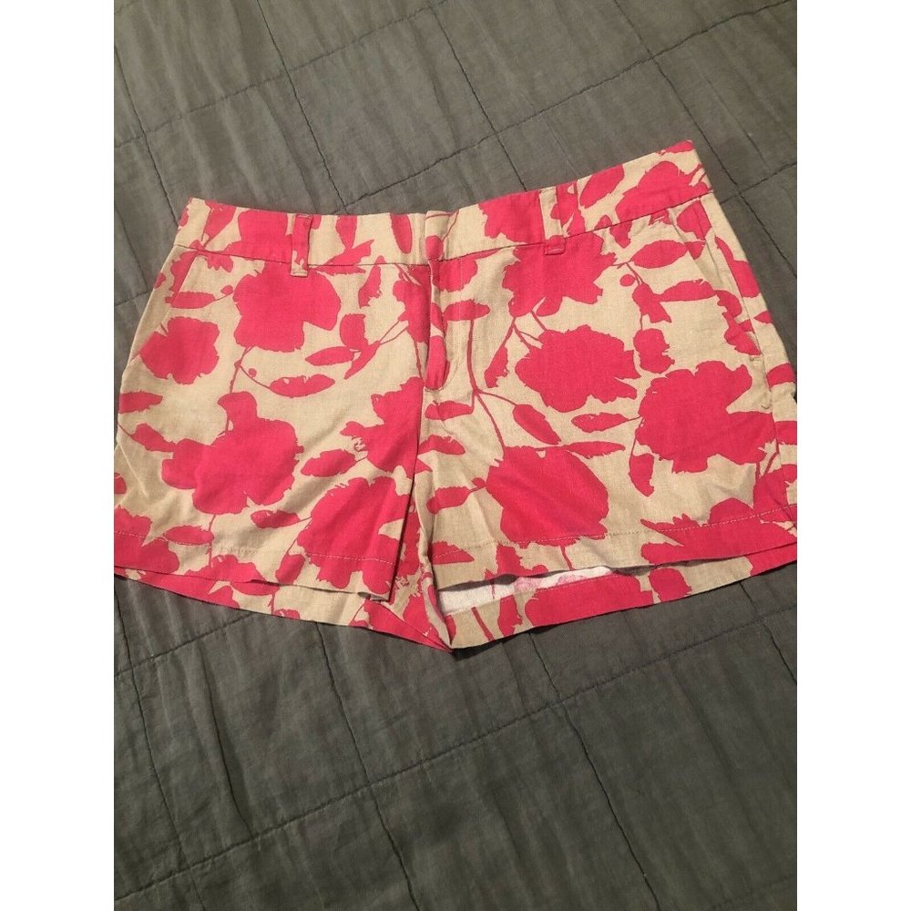NWT Loft Tropical Linen Pink Tan Shorts 8